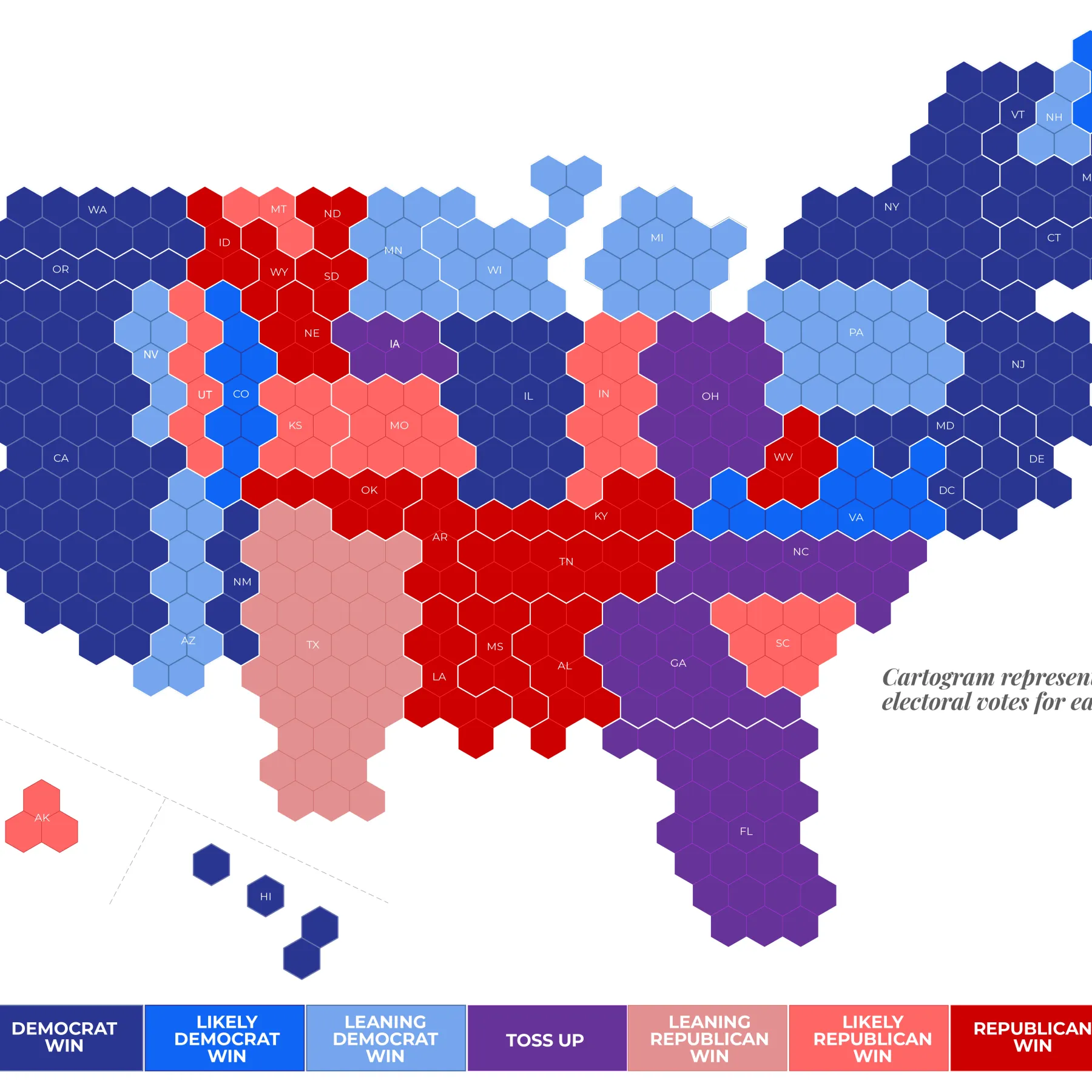 US electoral map showing swing states with high crypto voter concentration